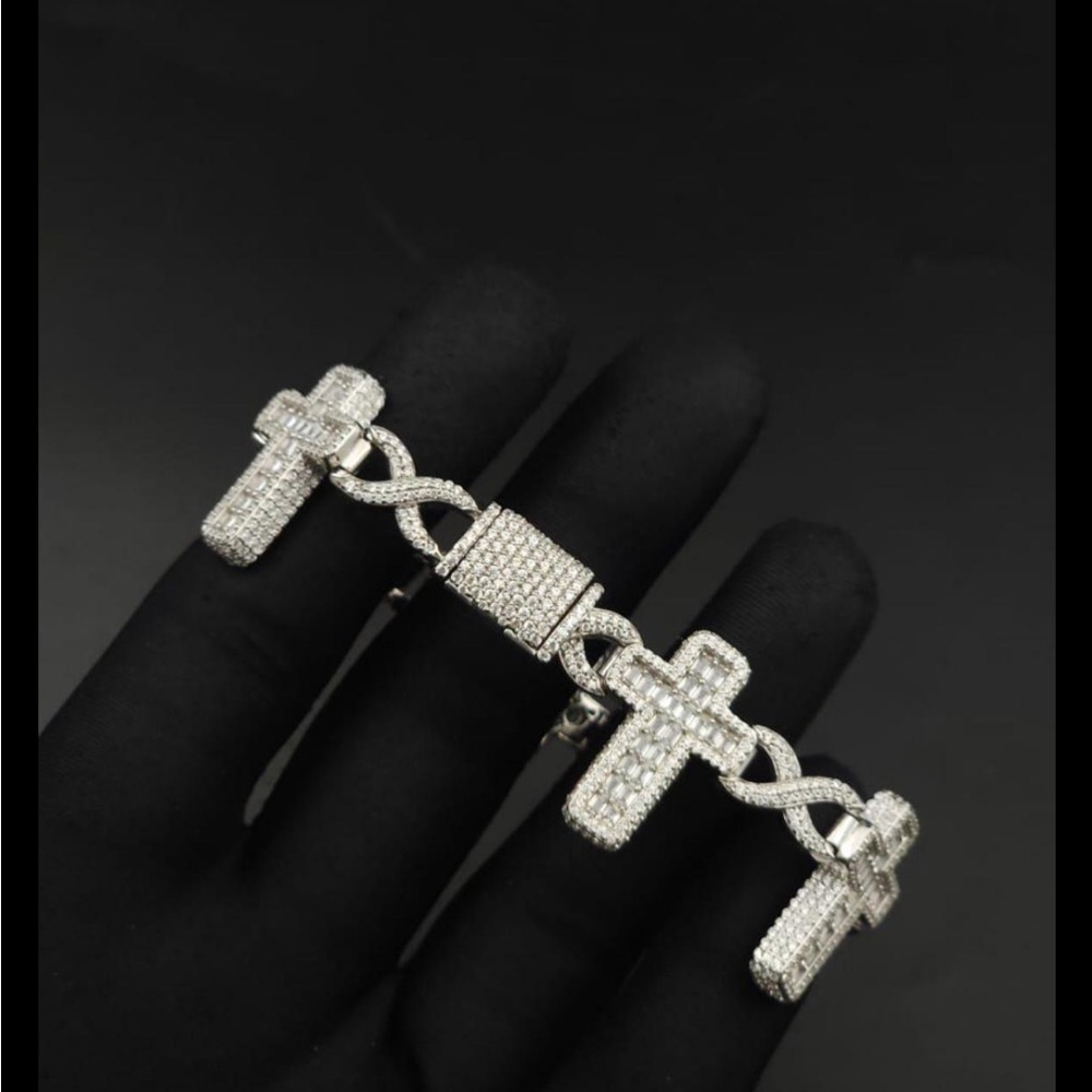 Iced out cross infinity bracelet
